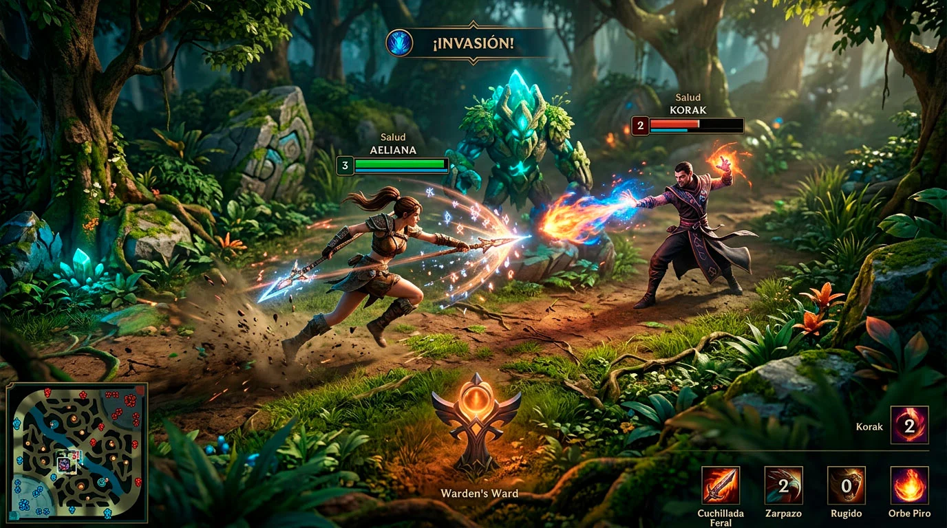 Escena de invade en el minuto 1 de una partida de League of Legends con jungler presionando el buff rival
