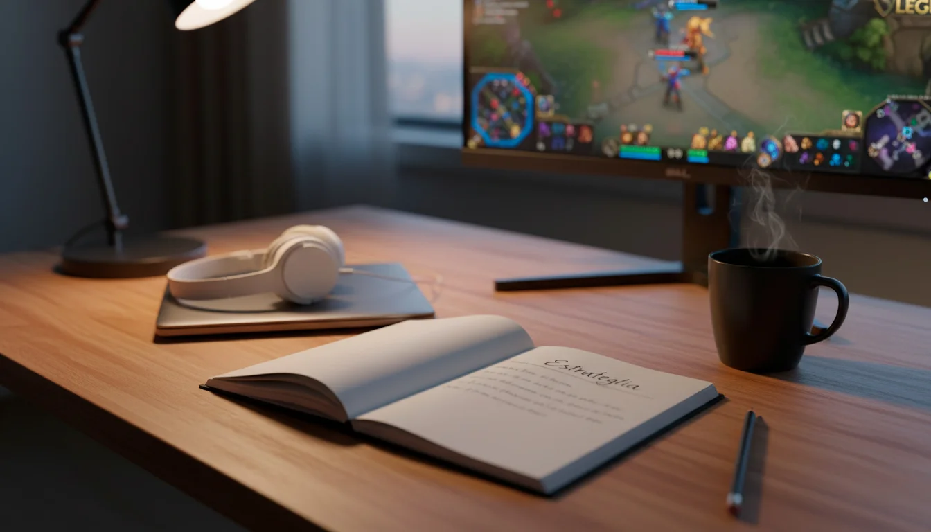 Panel analítico de estrategia de apuestas League of Legends con estadísticas, parches y lectura de draft