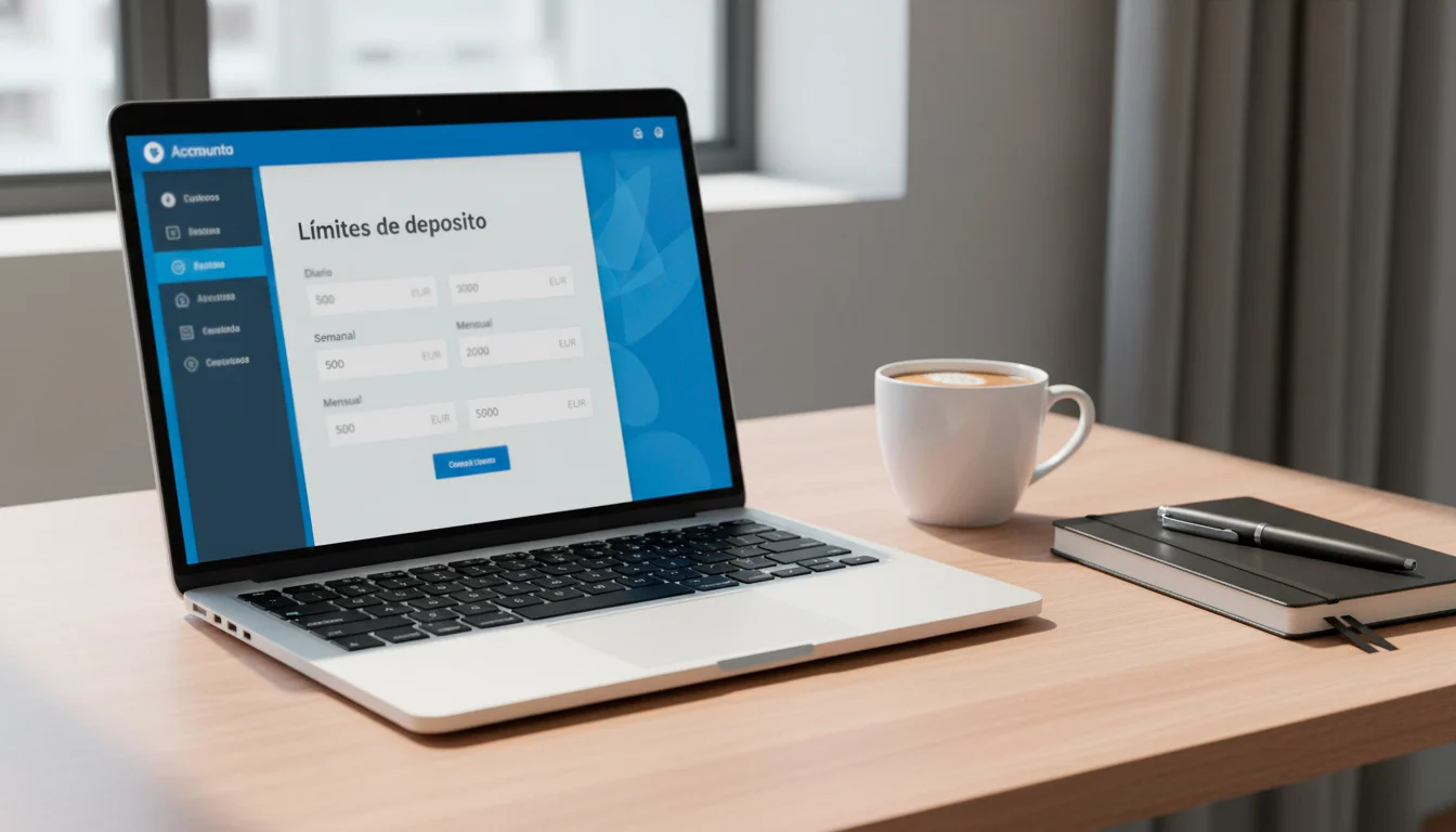 Pantalla de configuración de límites diario, semanal y mensual de depósito en una casa de apuestas española